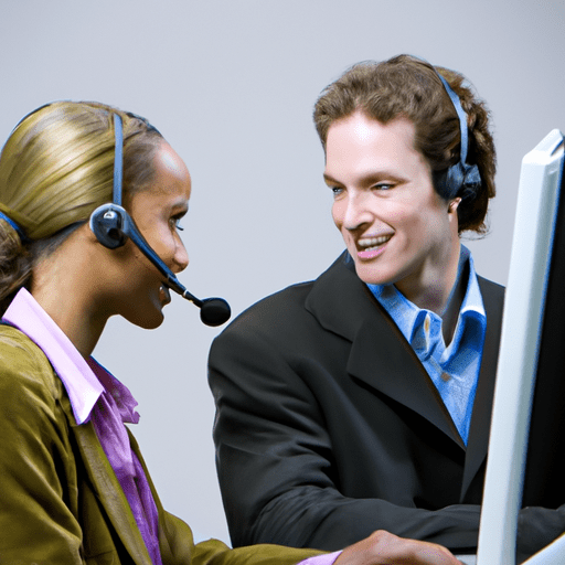 נציג תמיכת לקוחות המסייע ללקוח